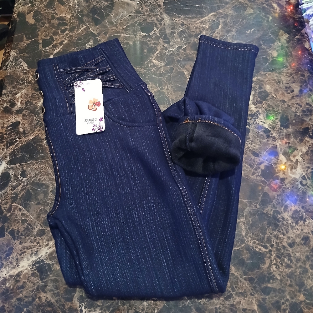 High Waisted Strecth Thermal/Lined Fleeve Pants Size S/M for Women